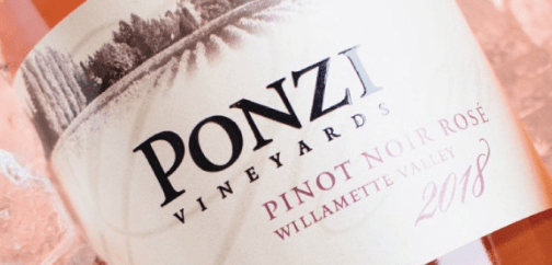 Ponzi Vineyard Pinot Noir Rose Wine Bottle
