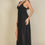 Thumbnail: Plunge Neck Split Thigh Mesh Maxi Dress