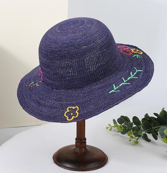 Thumbnail: 2025 hand made flower embroider raffia straw hat