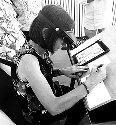 Karyn Wiggill demonstrating the drawing process