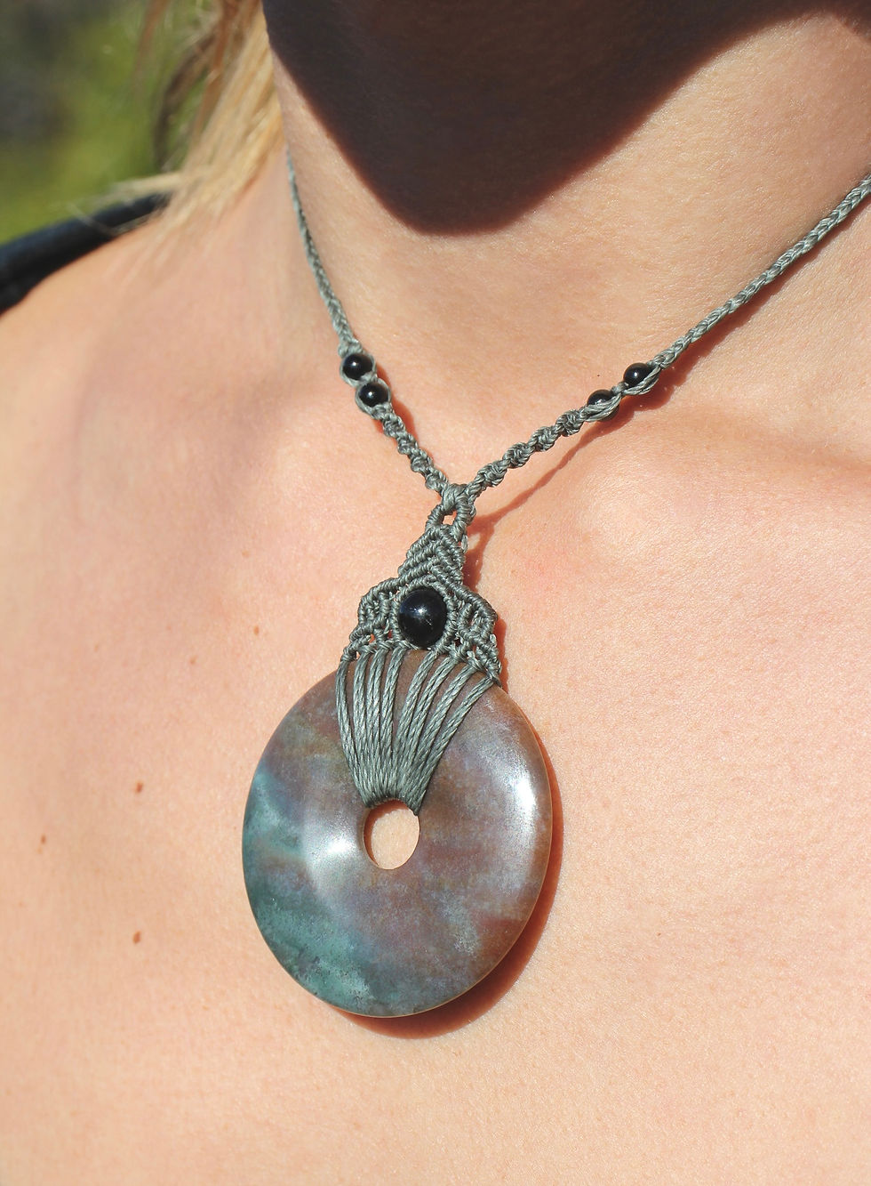 Thumbnail: Agate & Black Tourmaline - Green