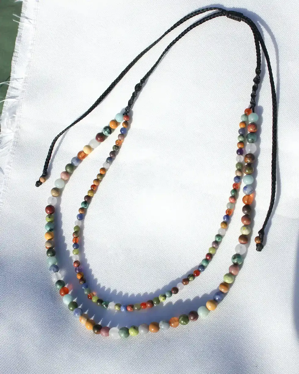 Thumbnail: Layered Beaded Gemstone Necklace