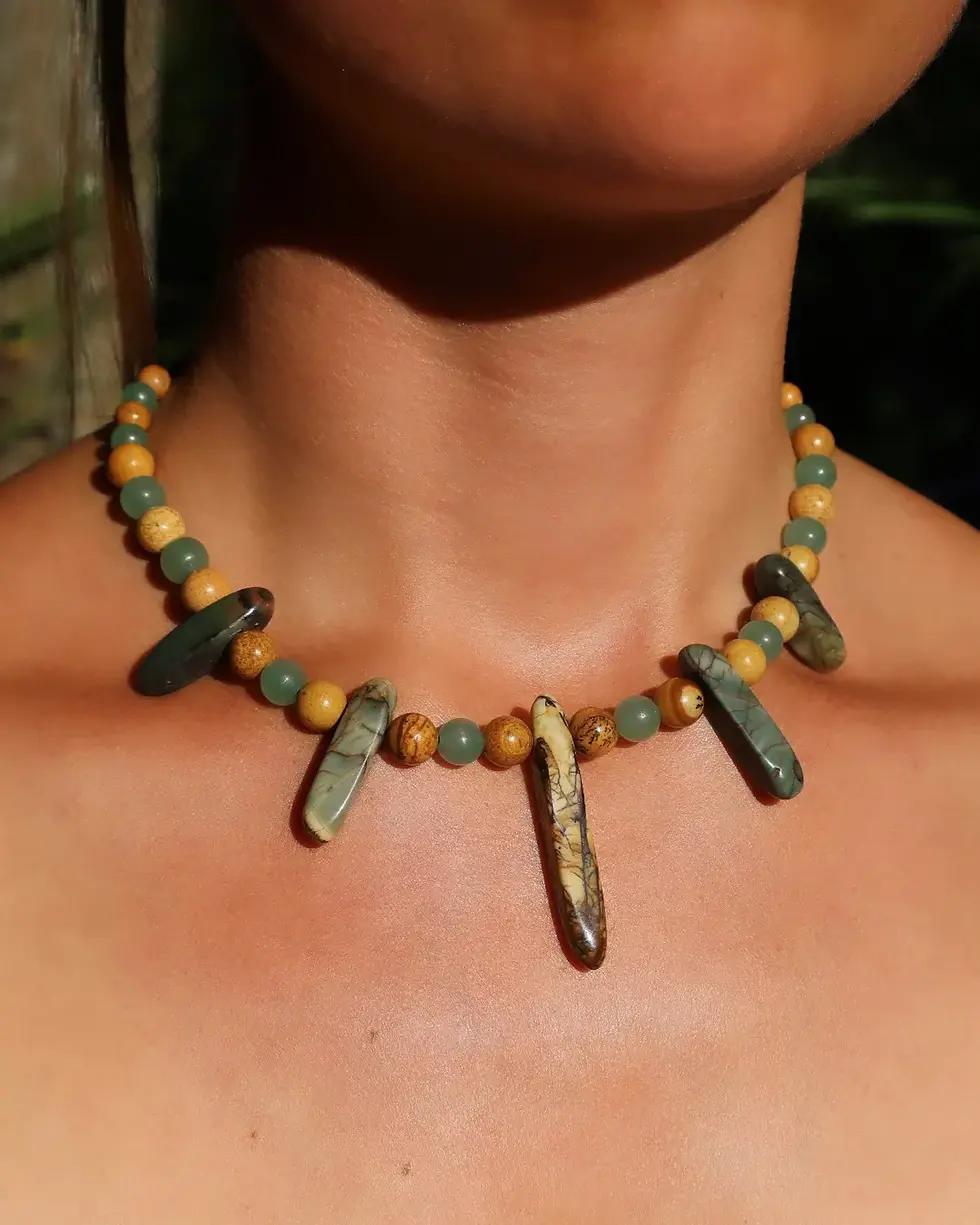 Thumbnail: Jasper & Aventurine Beaded Necklace