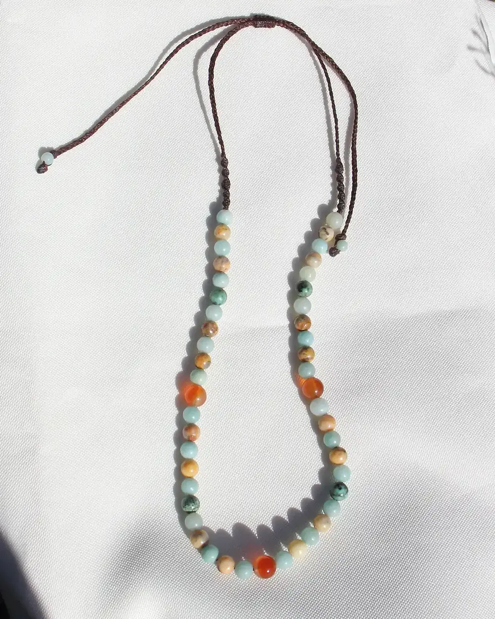 Thumbnail: Carnelian & Agate Beaded Necklace
