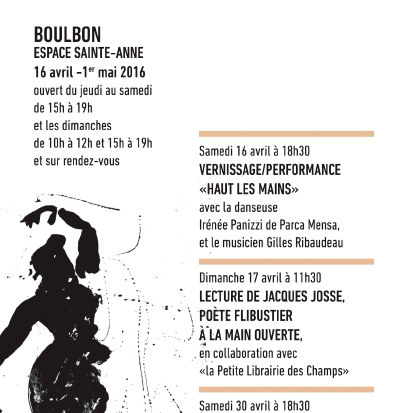 Affiche du programme de l’exposition à l’Espace Sainte-Anne, valorisant la programmation artistique contemporaine et l’événement culturel.