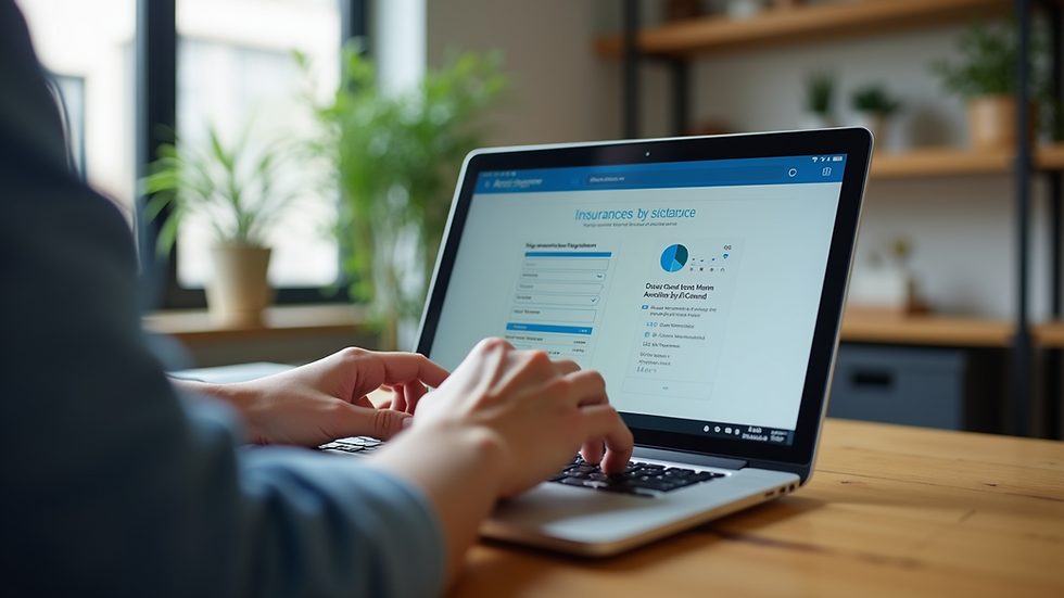 Eye-level view of a person reviewing insurance options on a laptop