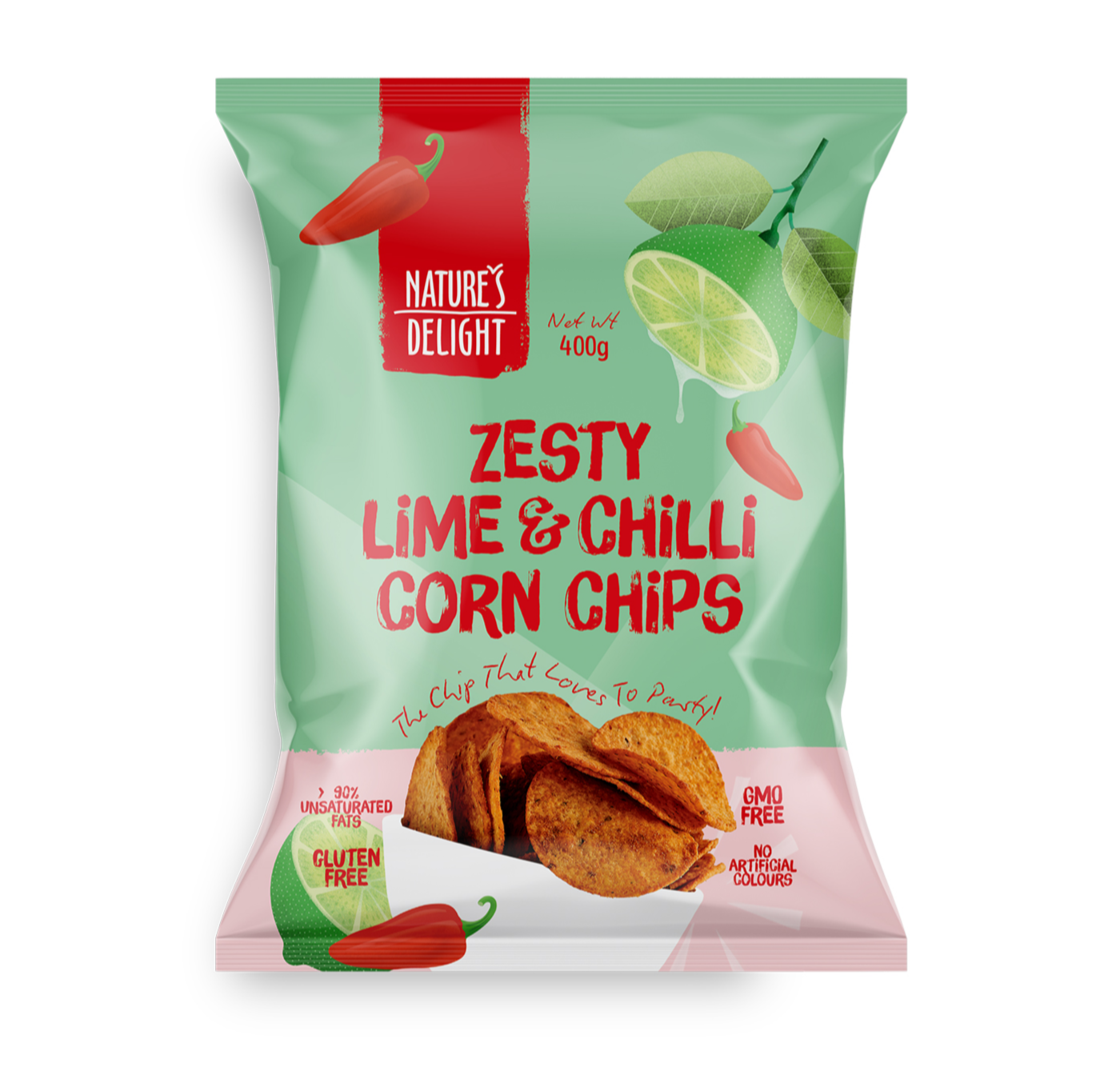 CORN CHIPS ZESTY LIME & CHILLI 400g