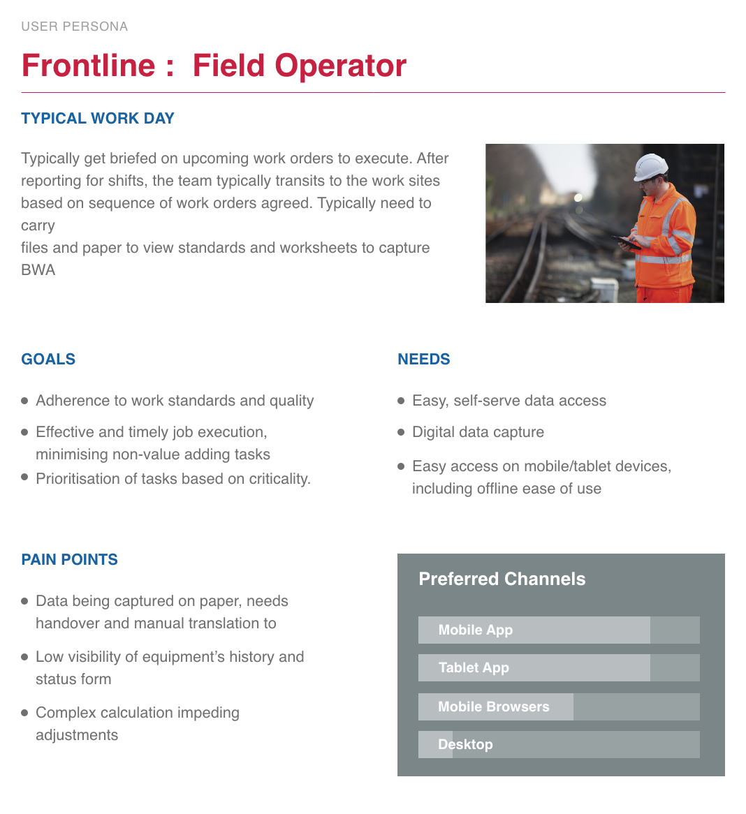 User persona 1: Field inspection engineer