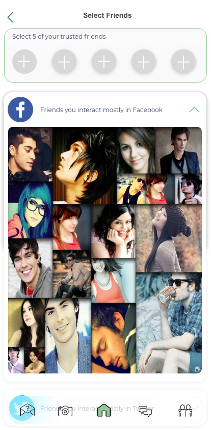 Twenty most-interacted friends pulled from social accounts