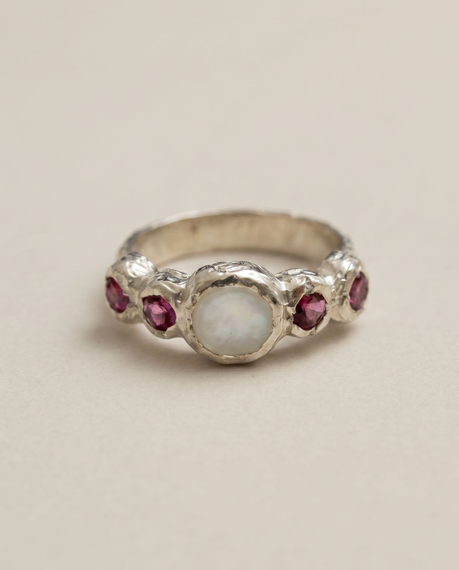 Patrice Ring · Sterling Silver · Moonstone & Tourmaline
