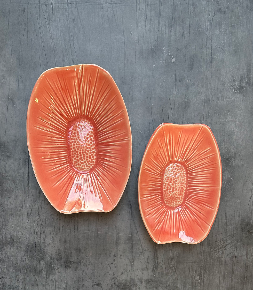 Thumbnail: Pair of pink carved bowls