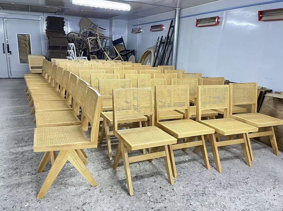 Miniatura: Silla de comedor de ratán plástico de doble capa transpirable con marco de madera estable