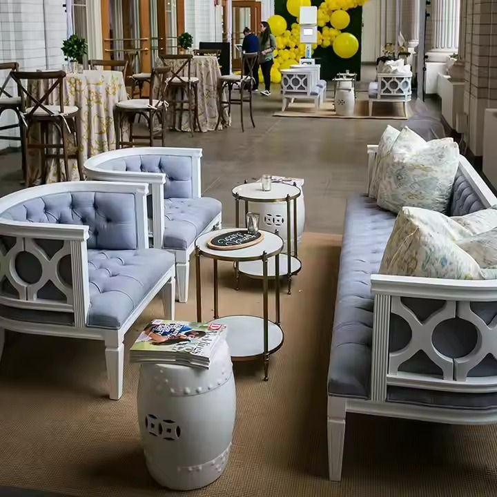 Thumbnail: Luxe Single 2 Design White Wedding Lounge Hall Event Furniture Seats Sofas Set L