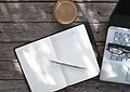 Laptop and Diary Topview