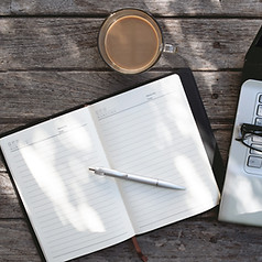 Laptop and Diary Topview