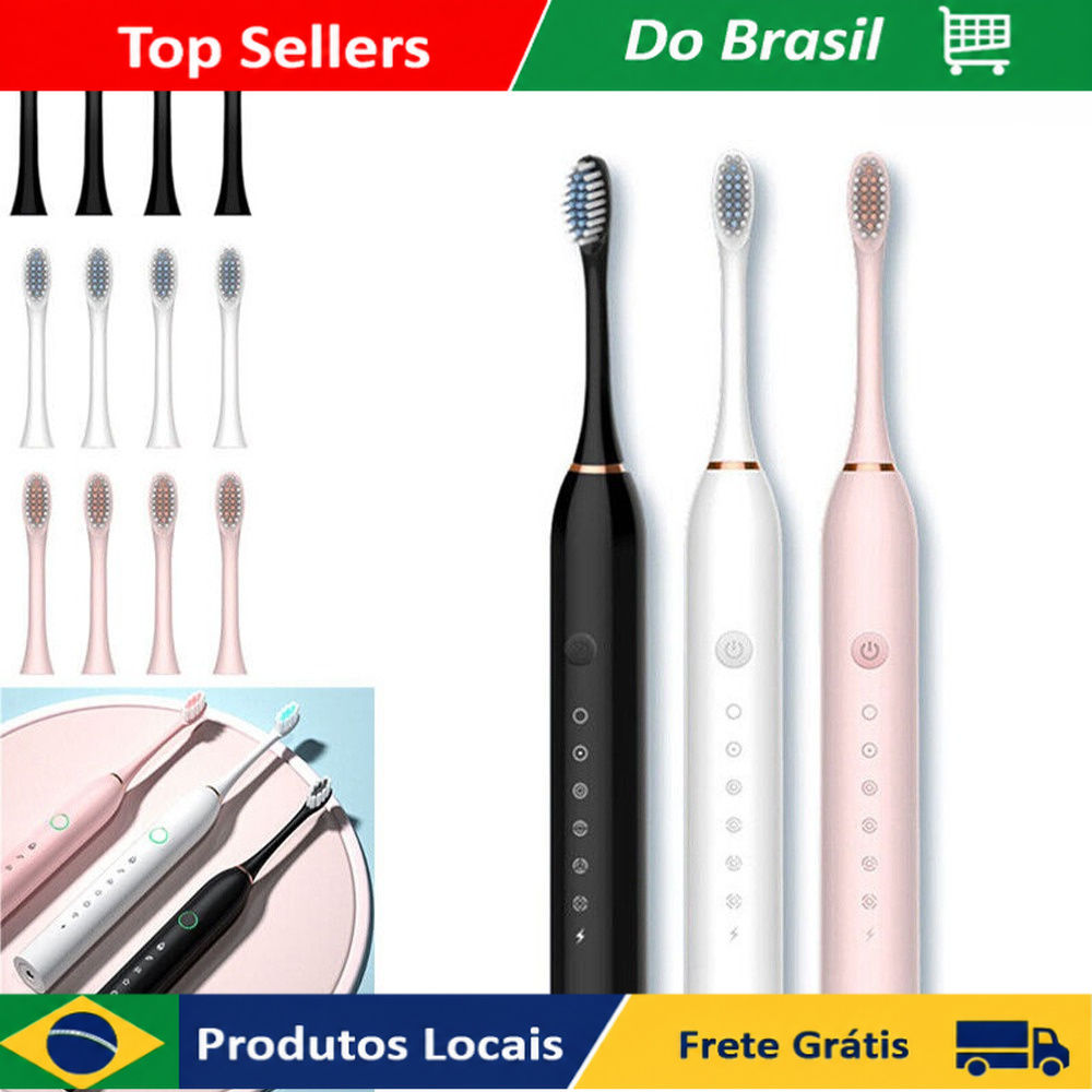 Escova Elétrica Dental Sônica Para Adultos À Prova D'água IPX7 Com Cabeça D