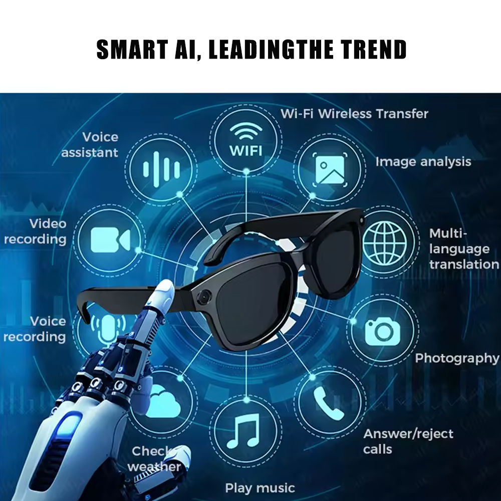 SENBONO Smart Glasses With AI Translator 8MP Camera 4K HD Take Videos And Photo