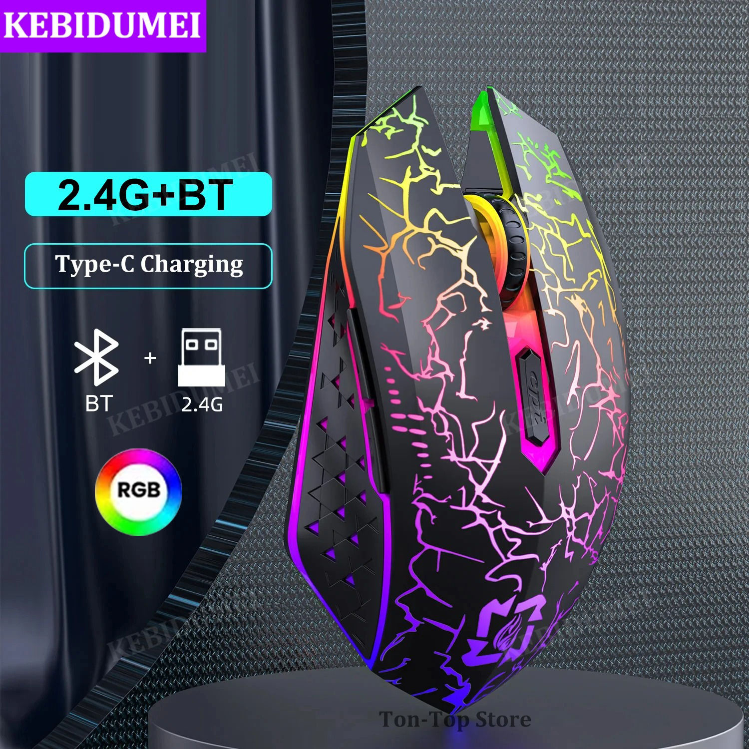 Bluetooth 5.2 Wireless Mouse RGB Gaming Mouse Silent Mouse Rechargeable Mouse 80