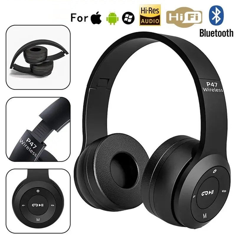 Thumbnail: P47 Wireless Bluetooth Earphone 5.0 Micro Sd Headphone