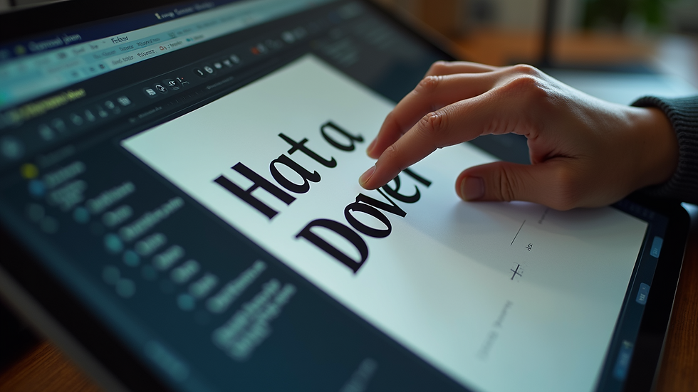 Close-up view of a book cover design in progress on a computer screen