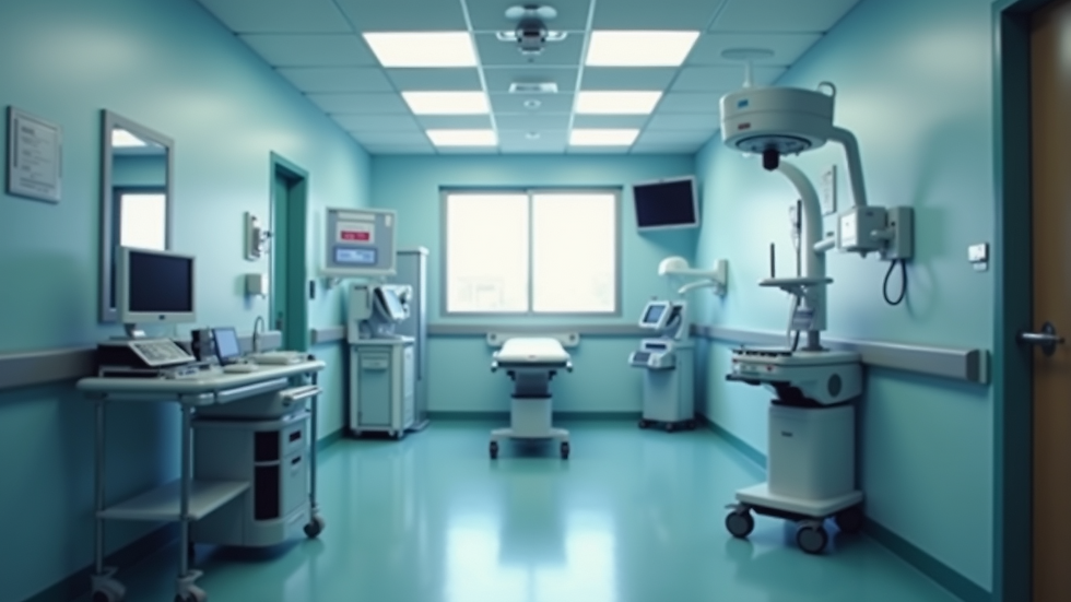 High angle view of a hospital room with advanced medical equipment