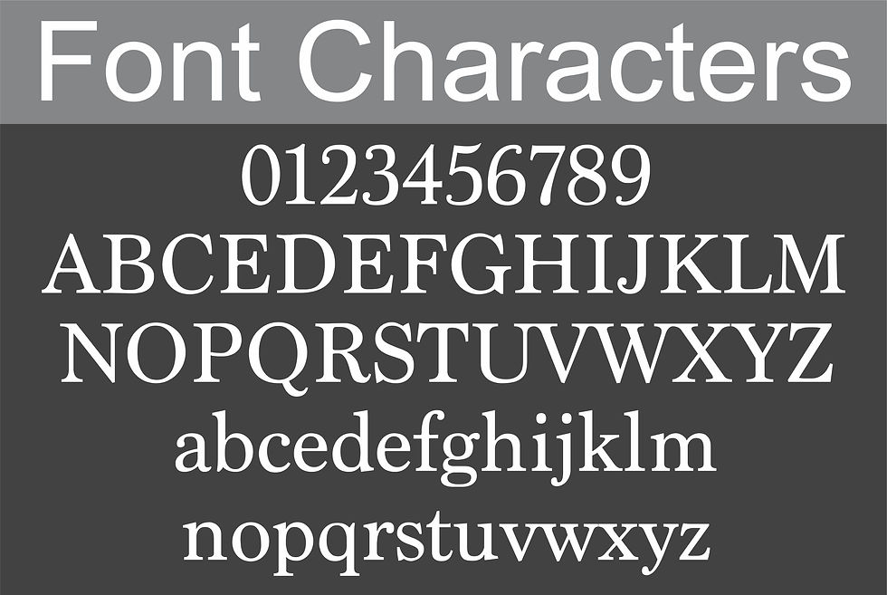 Thumbnail: Complete character set and font style for custom V-carved engraving on stone-look address plaques.