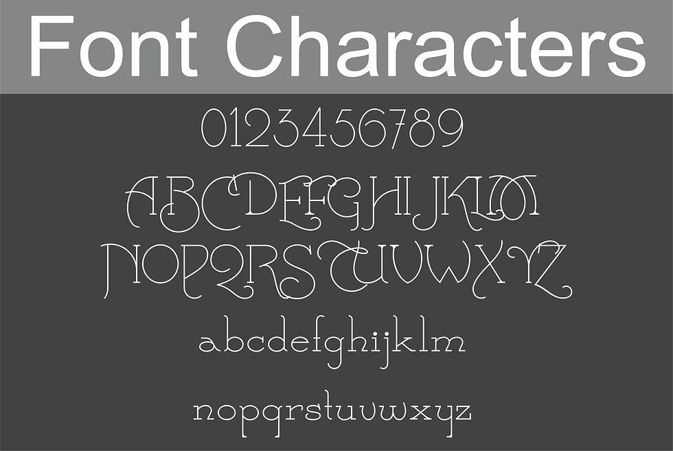 Thumbnail: Complete character set and font style for custom V-carved engraving on stone-look address plaques.