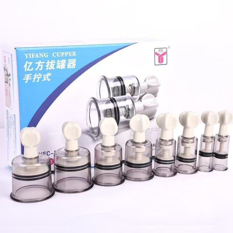 Hand-twist 8-cup vacuum cupping set with packaging
