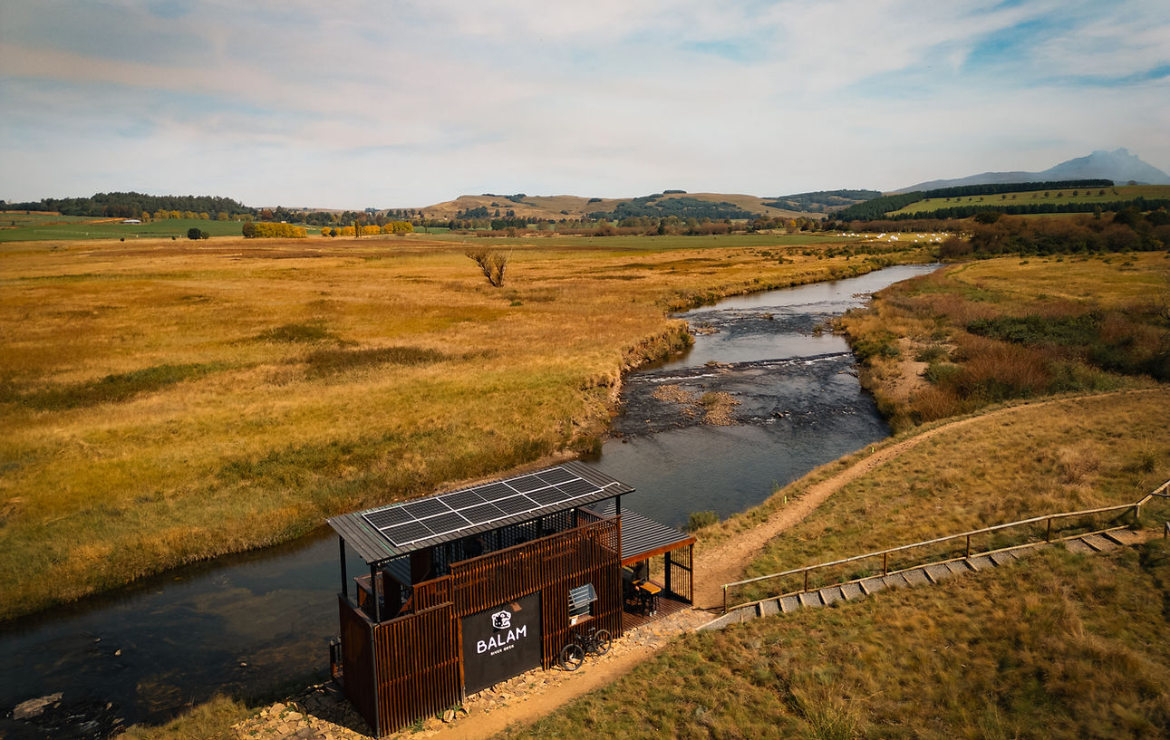 View of Balam River Deck Coffee Shop situated on the Mzimkulu river on the Drak Garden's road near Underberg