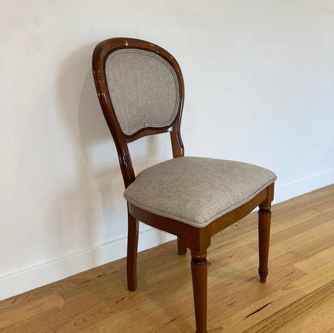 reupholstered dingin chair in warwick fabric