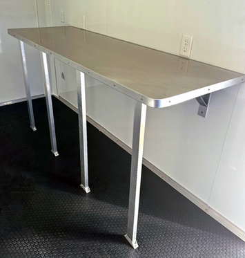“Trailer with fixed countertop for durable workspace and prep area.”

“Sturdy fixed countertop installed inside cargo or concession trailer.”

“Permanent trailer countertop for work, storage, or food prep.”