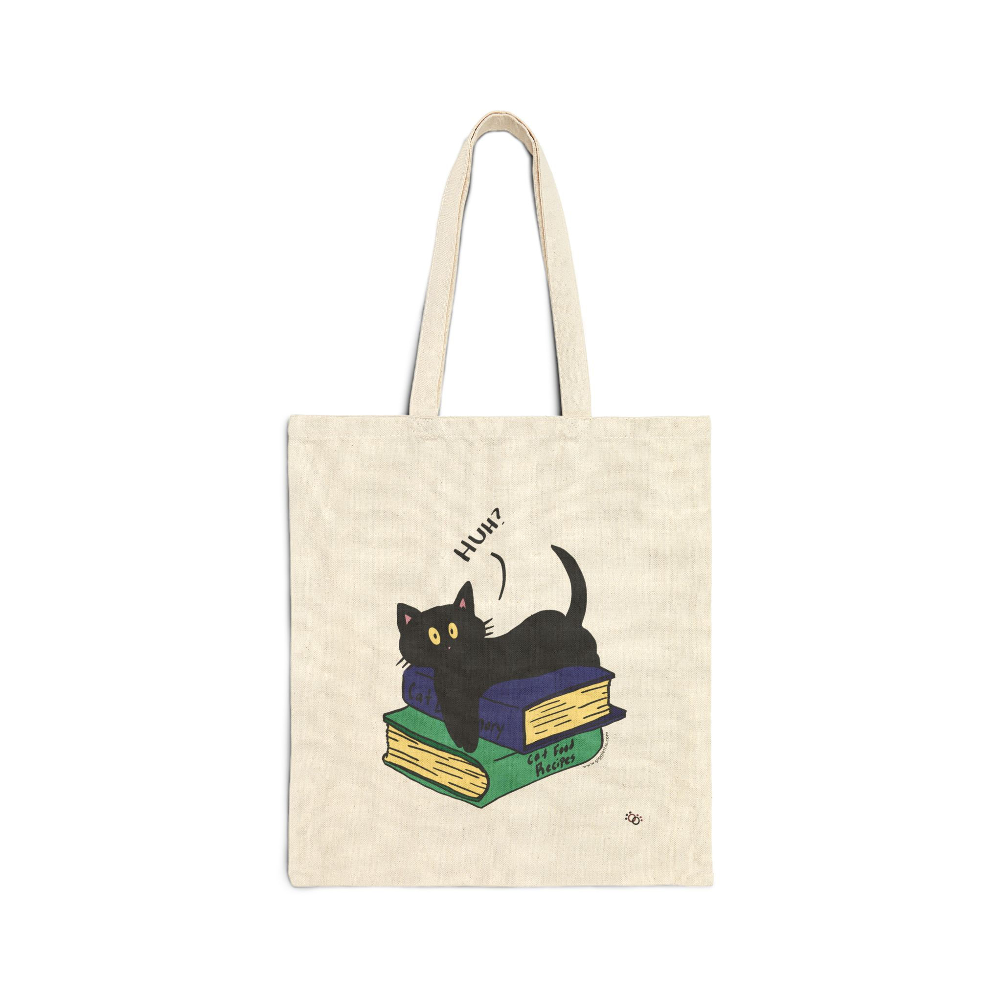 Black Cat on Books 100% Cotton Tote Bag