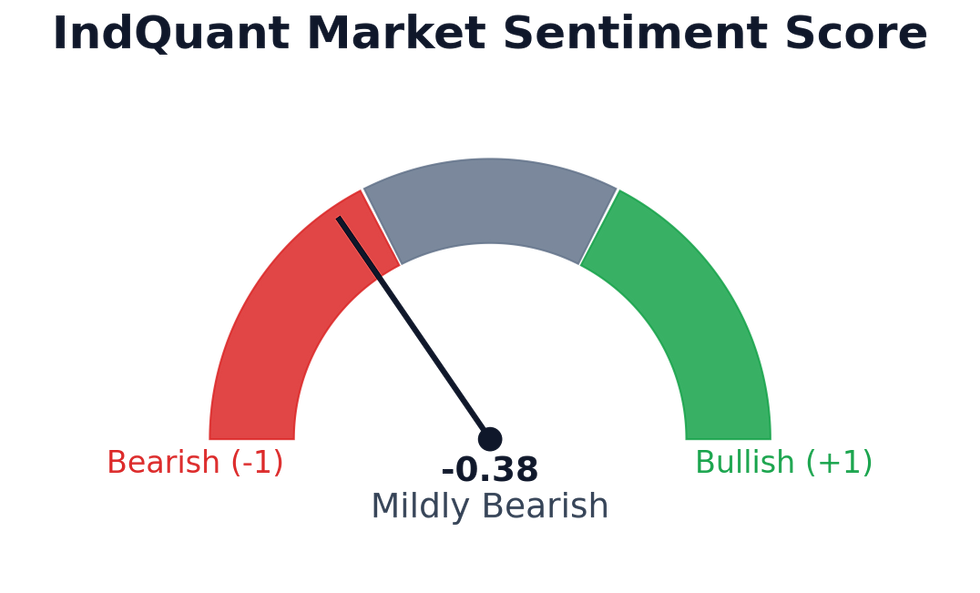 Overall sentiment: Mildly Bearish (-0.38).
