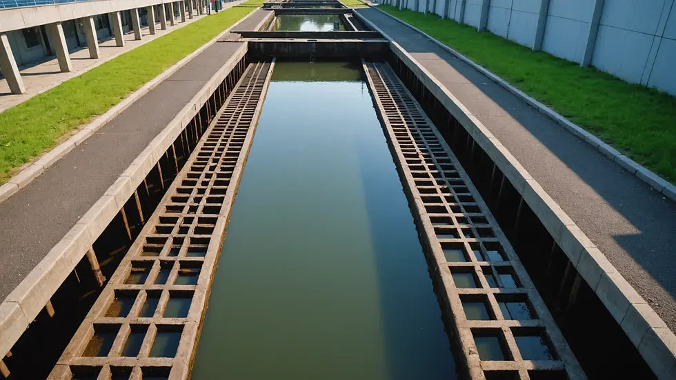 Wide angle view of a clean and maintained drainage system