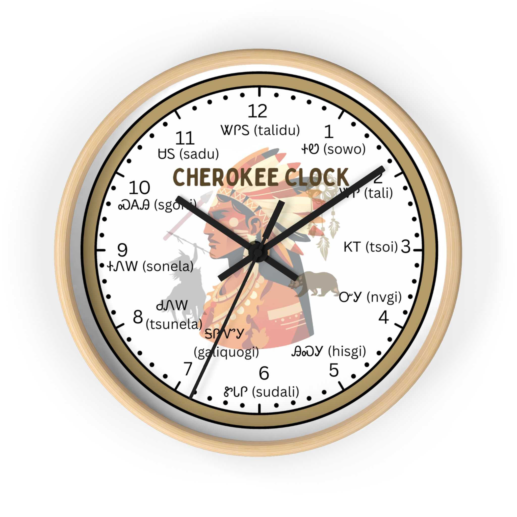 AMOC Cherokee Language Wall Clock — Native Cherokee Numerals