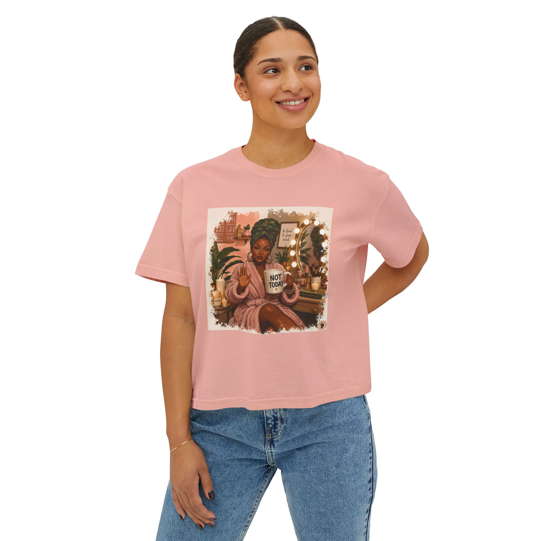 AMOC Cozy 'Not Today' Boxy Tee — Relaxed Women's Graphic Shirt