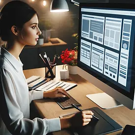 DALL·E 2025-03-07 00.07.46 - A young female web designer working on a high-end computer in