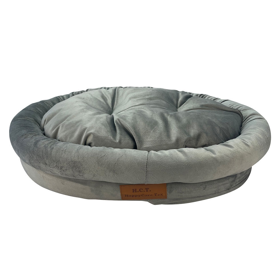 Thumbnail: Happycare Tex Luxurious Short Plush Oval Orthopedic Pet Bed With Dtachable