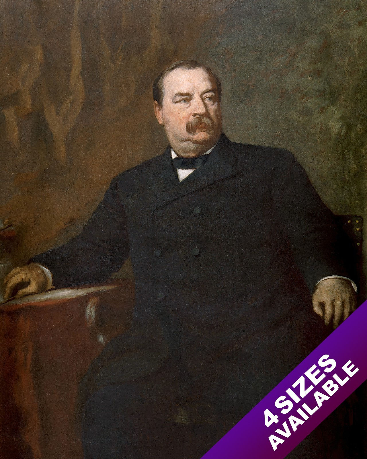 GROVER CLEVELAND US PRESIDENT PORTRAIT AMERICAN PAINTING ART REAL CANVAS PRINT