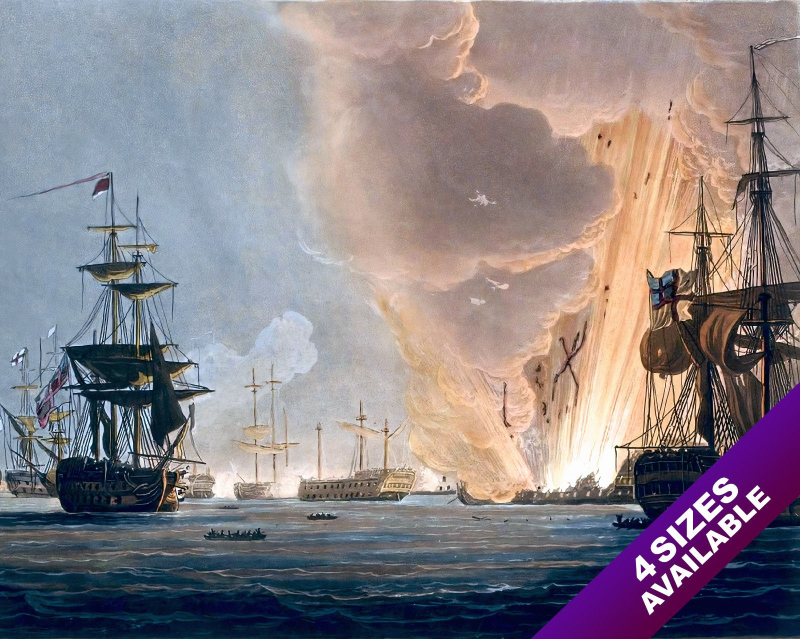 BATTLE OF THE NILE PAINTING BRITISH VS FRENCH NAVY WAR ART REAL CANVAS PRINT