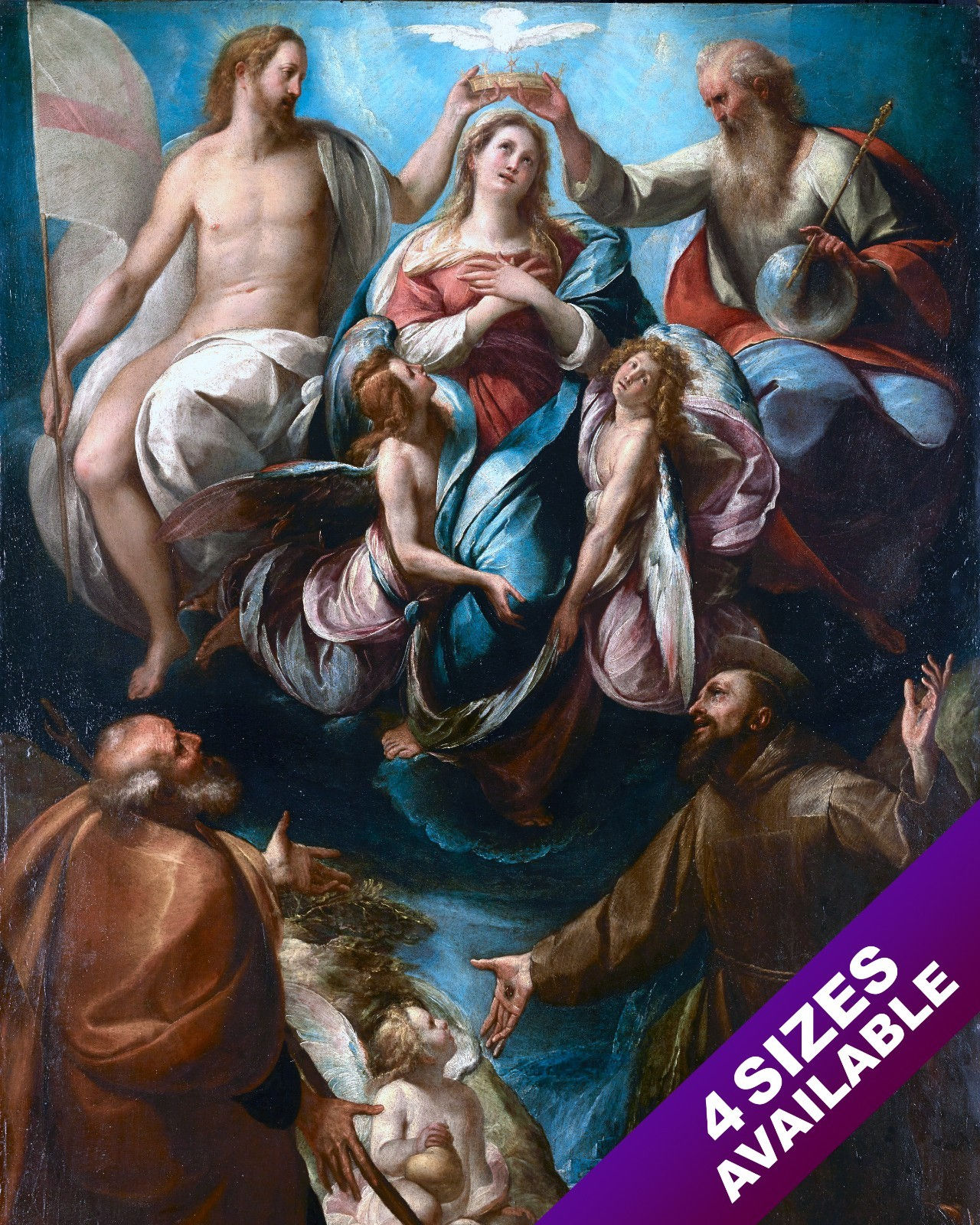 MARY JOSEPH ELIZABETH JESUS JOHN PAINTING CHRISTIAN BIBLE ART REAL CANVAS PRINT