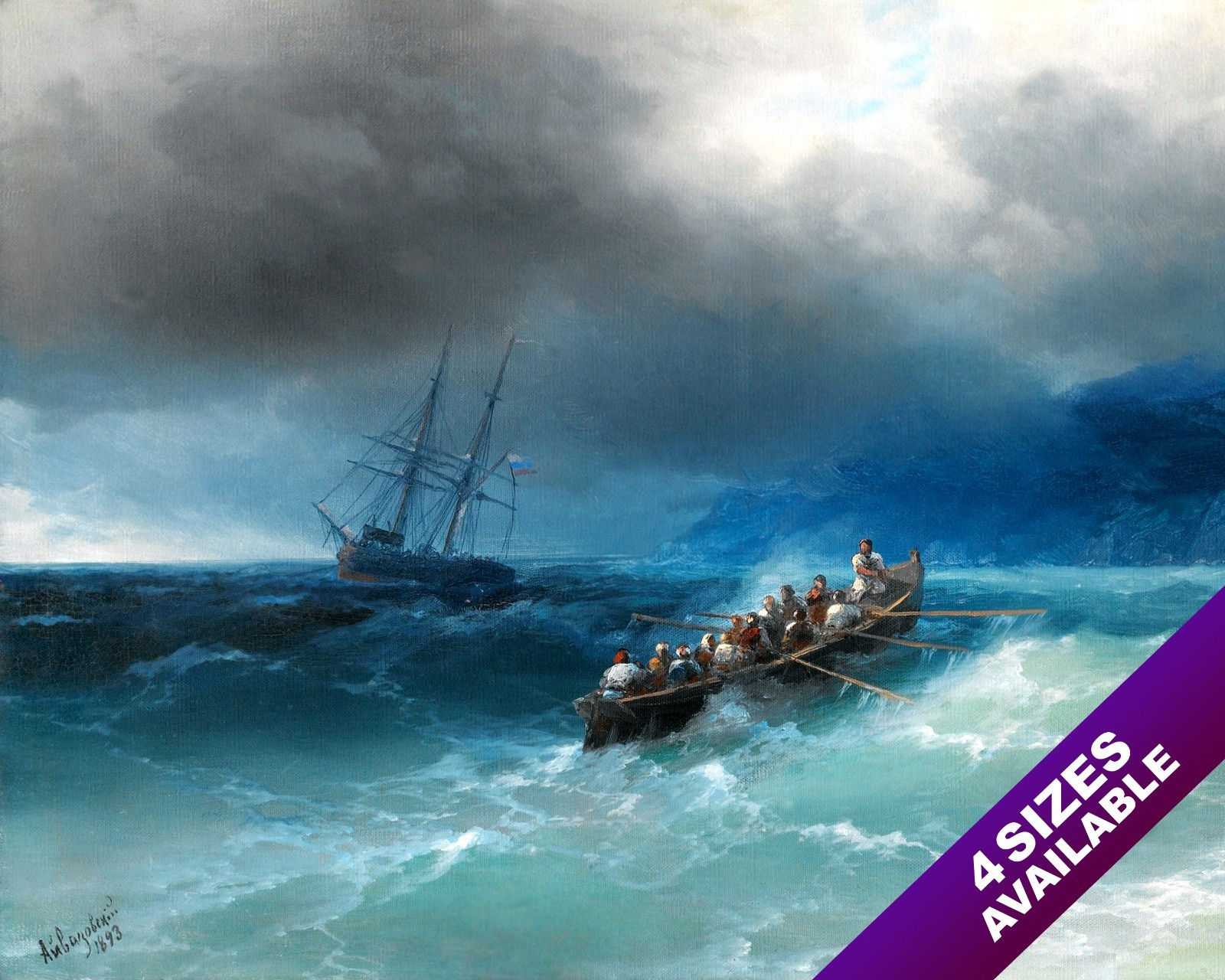 INCOMING STORM OVER BLACK SEA SHIPS SAILBOAT SEASCAPE PAINTING ART CANVAS PRINT