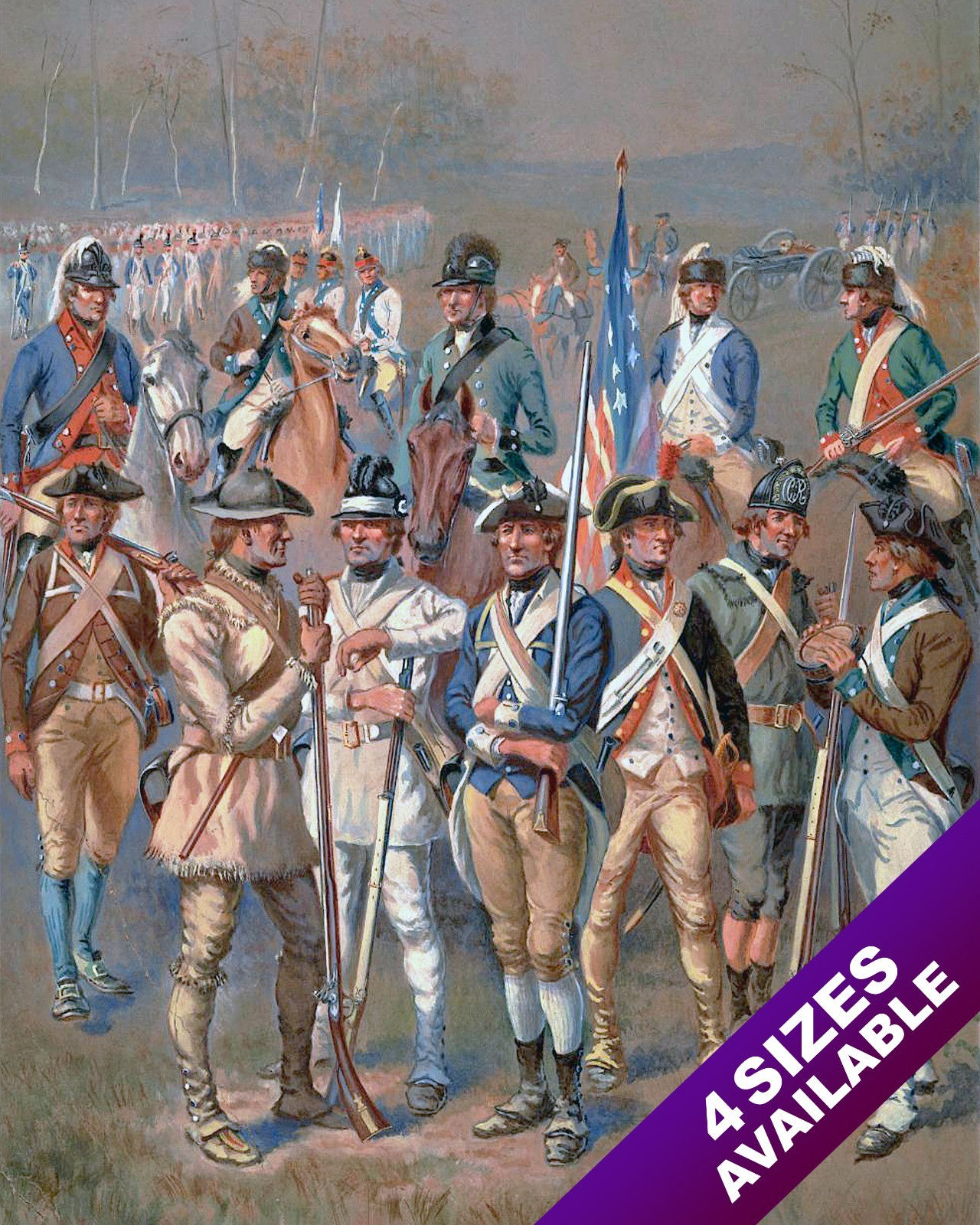 AMERICAN REVOLUTION CONTINENTAL SOLDIER PAINTING HISTORY WAR ART CANVAS PRINT