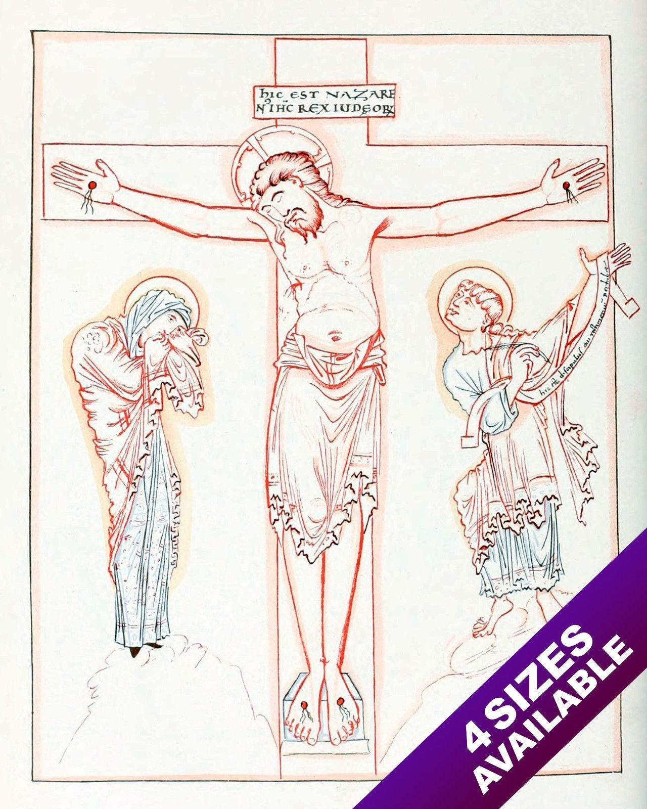 JESUS CHRIST ON THE CROSS CHRISTIAN ILLUMINATED BIBLE ART REAL CANVAS PRINT