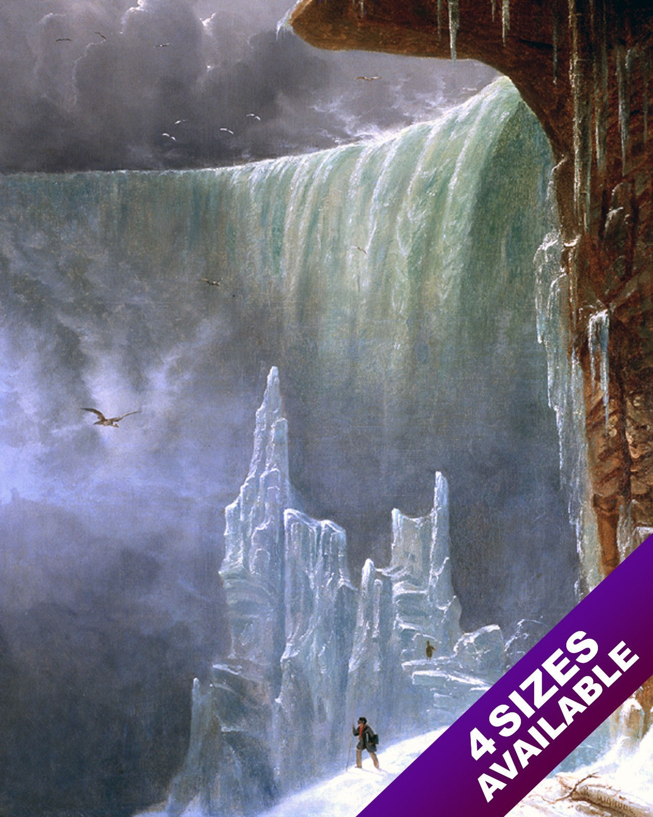 TABLE ROCK NIAGRA FALLS FROZEN OVER LANDSCAPE PAINTING ART REAL CANVAS PRINT