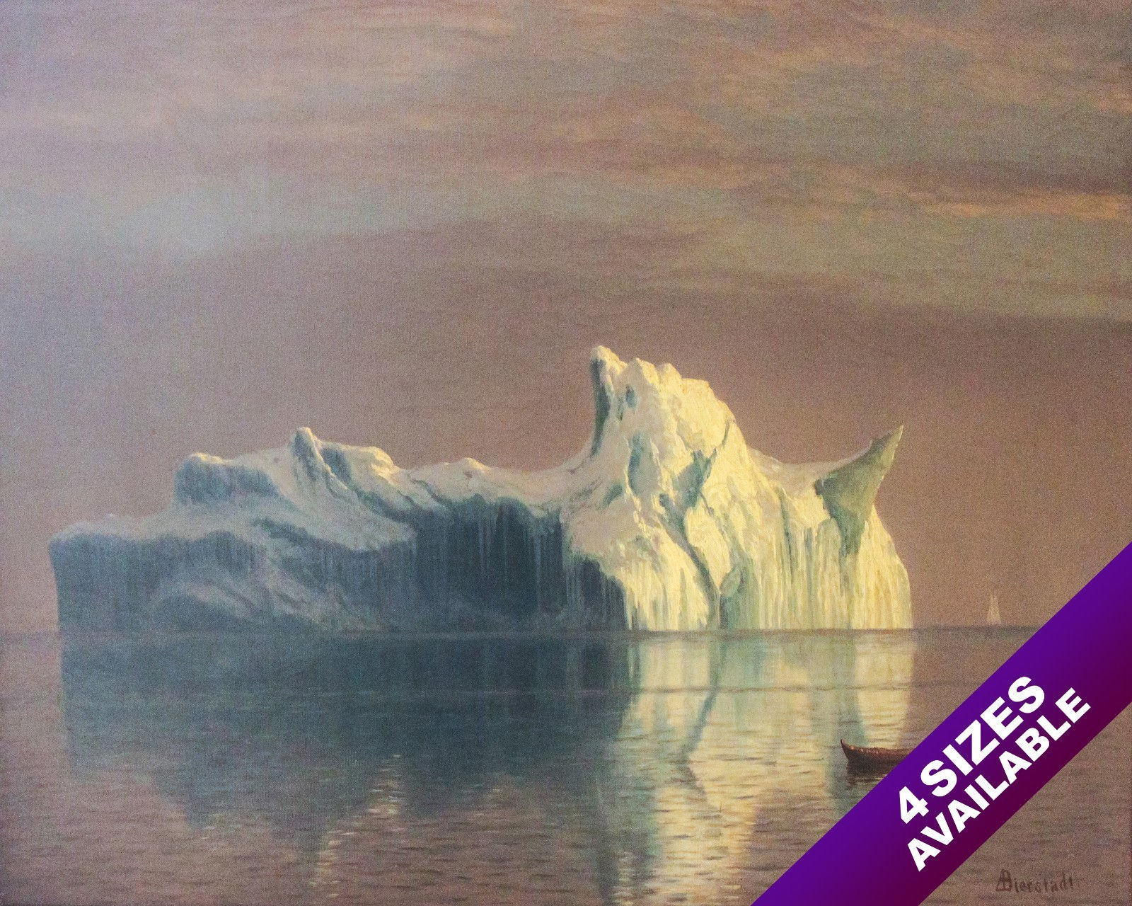 THE MAJESTIC ICEBERG ATLANTIC OCEAN 1800’S OIL PAINTING ART PRINT ON REAL CANVAS