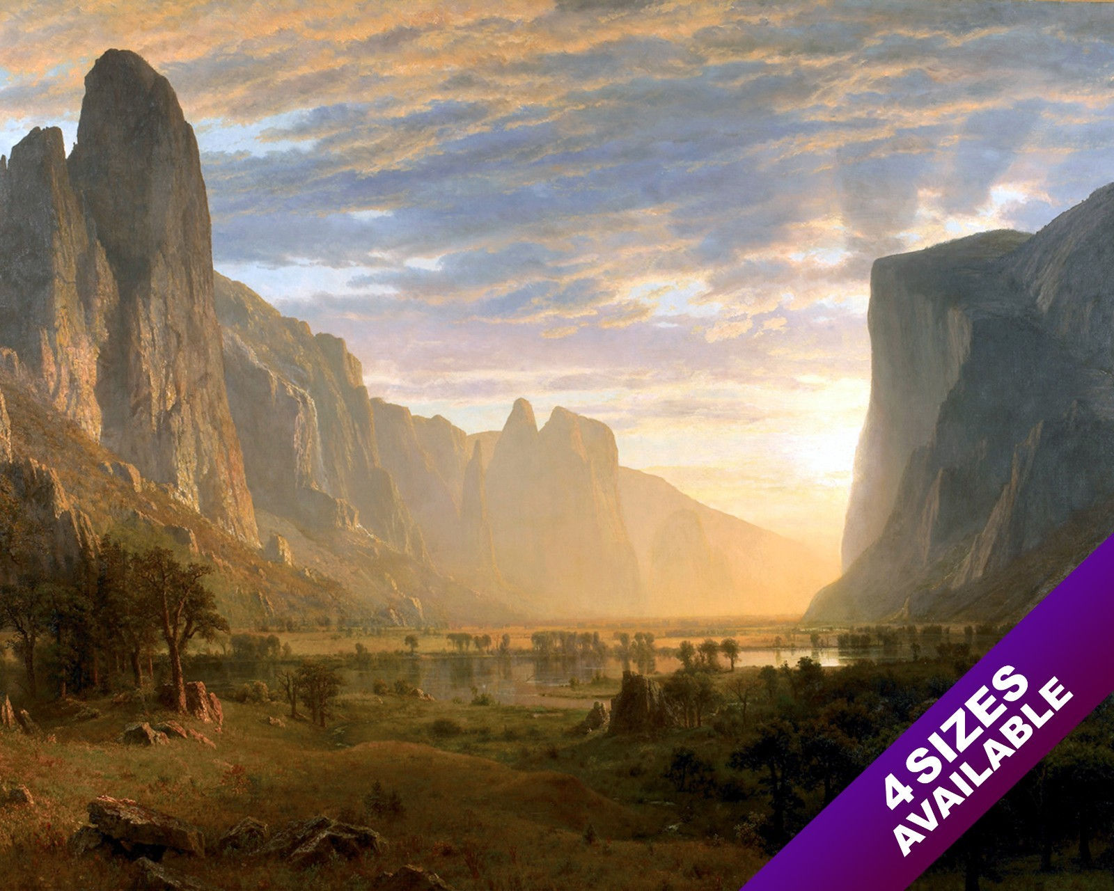 YOSEMITE SUNSET IN VALLEY ALBERT BIERSTADT OIL PAINTING ART REAL CANVAS PRINT