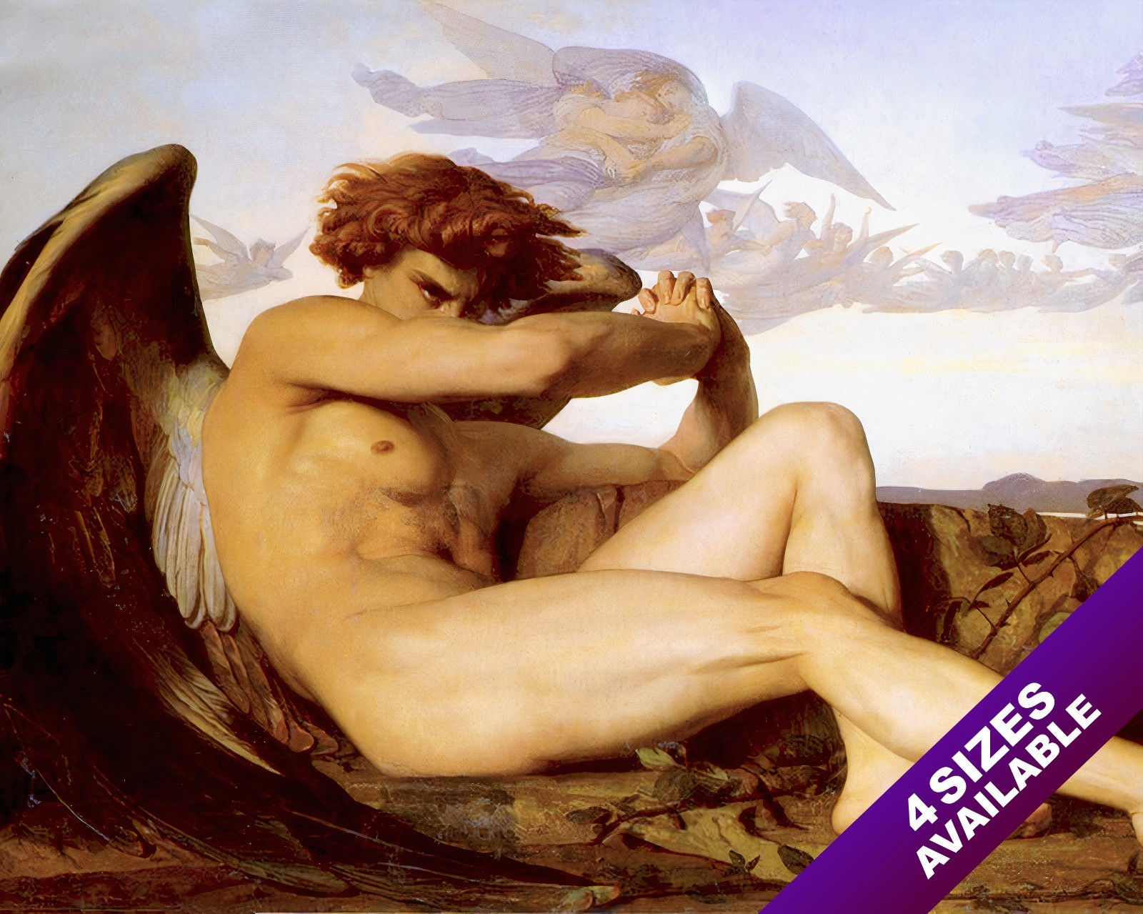 FALLEN ANGEL IN ANGER ANGUISH PAINTING BIBLE CHRISTIAN ART REAL CANVAS PRINT