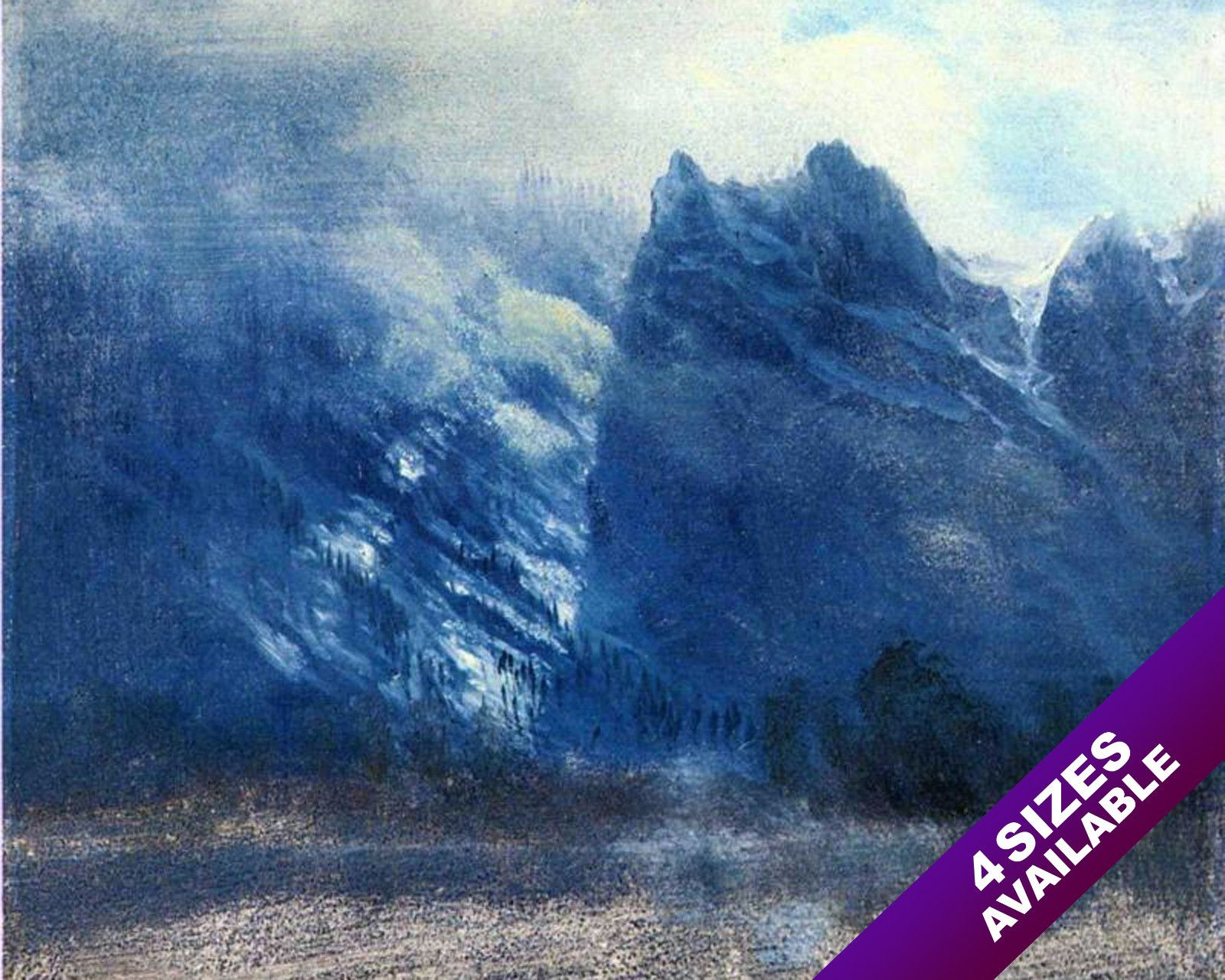 YOSEMITE VALLEY TWIN PEAKS WINTER BLUE LANDSCAPE CANVAS GICLEE POSTER ART PRINT