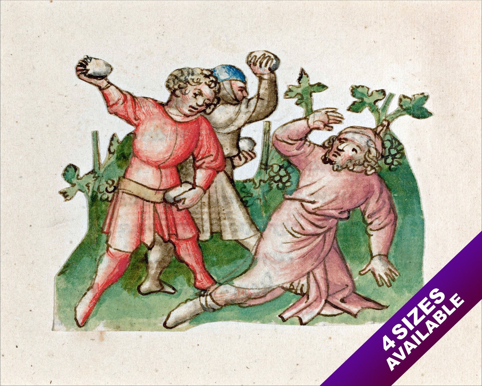 STONING OF A CHRISTIAN SAINT 15TH CENTURY PAINTING BIBLE ART REAL CANVAS PRINT